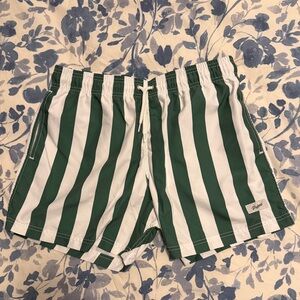 Palmees Men’s XL Green White Stripe Swim Trunks NWT